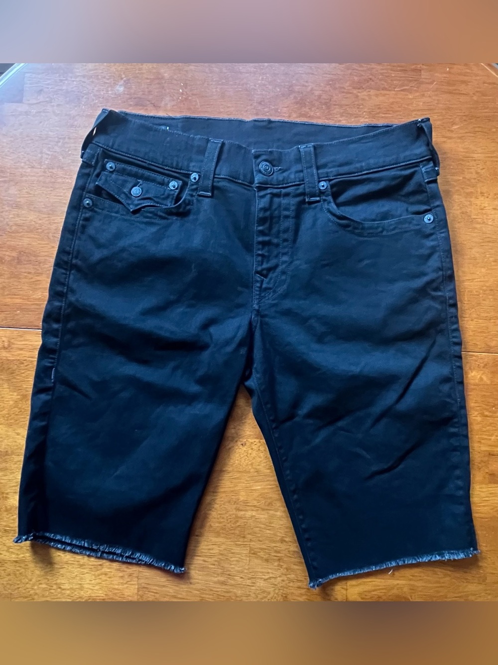 True Religion Ricky Frayed Hem Flap Shorts Size 34
